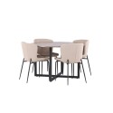Durango söögilaud - must / pähkel MDF + Modesto söögitool - hall / suitsutatud must boucle _4