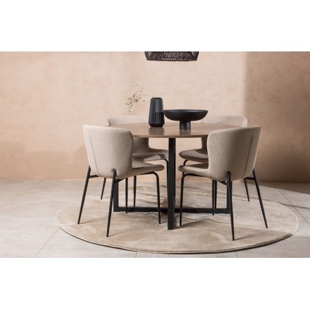 Durango söögilaud - must / pähkel MDF + Modesto söögitool - hall / suitsutatud must boucle _4