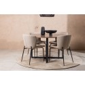 Durango söögilaud - must / pähkel MDF + Modesto söögitool - hall / suitsutatud must boucle _4