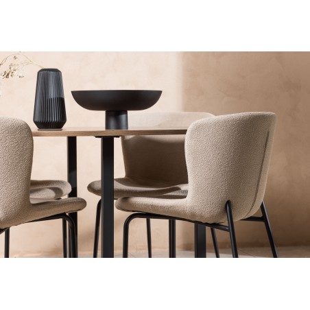 Durango söögilaud - must / pähkel MDF + Modesto söögitool - hall / suitsutatud must boucle _4