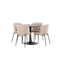 Glade söögilaud - must / must MDF + Modesto söögitool - hall / suitsutatud must boucle _4