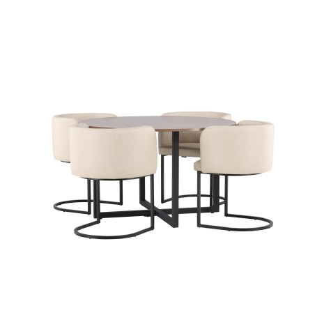 Durango söögilaud - must / pähkel MDF + Simrishmani söögitool - must / beež TC-kangas _4