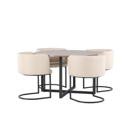 Durango söögilaud - must / pähkel MDF + Simrishmani söögitool - must / beež TC-kangas _4