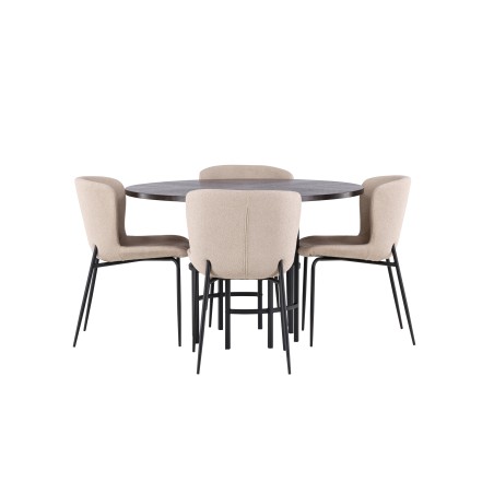 Kopenhaageni söögilaud - must / Mocca spoon + Modesto söögitool - beež / beež Boucle _4