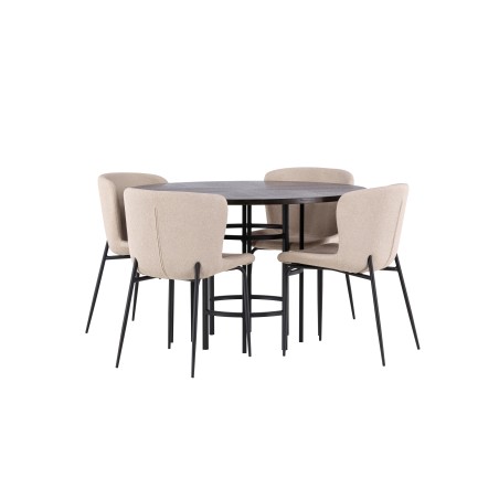 Kopenhaageni söögilaud - must / Mocca spoon + Modesto söögitool - beež / beež Boucle _4