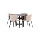 Kopenhaageni söögilaud - must / Mocca spoon + Modesto söögitool - beež / beež Boucle _4
