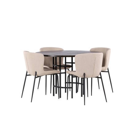 Kopenhaageni söögilaud - must / Mocca spoon + Modesto söögitool - beež / beež Boucle _4