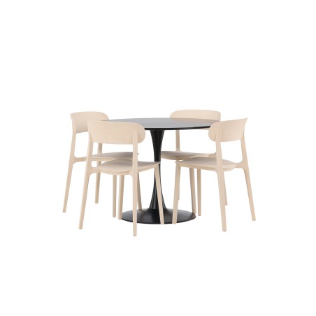 Glade söögilaud - must / must MDF + Åstol söögitool - Nature Wood plastikkomposiit _4