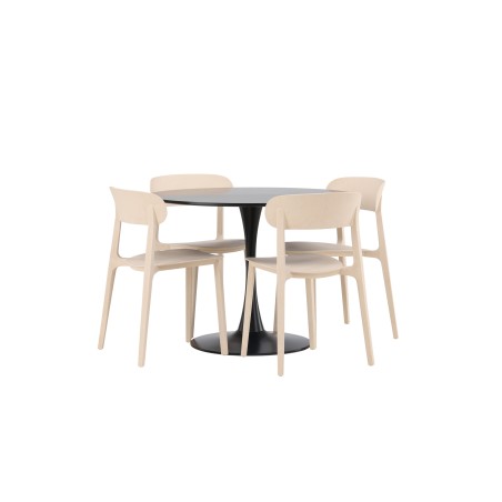 Glade söögilaud - must / must MDF + Åstol söögitool - Nature Wood plastikkomposiit _4