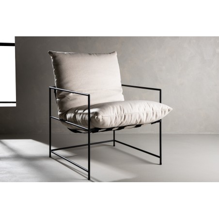 Sedalia tugitool – must/valge linane kangas