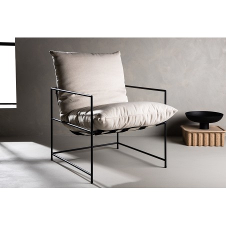 Sedalia tugitool – must/valge linane kangas