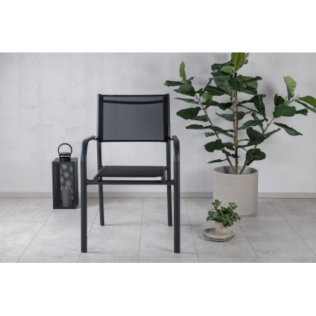 Santorini tugitool - Virnastatav - Must alu / Must Textilene