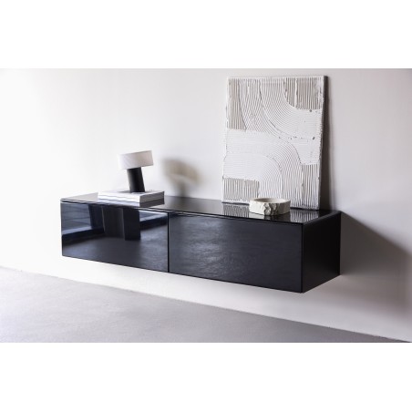 Fristad TV alus 160x45x35 cm - MDF musta läikiva PU lakivärviga
