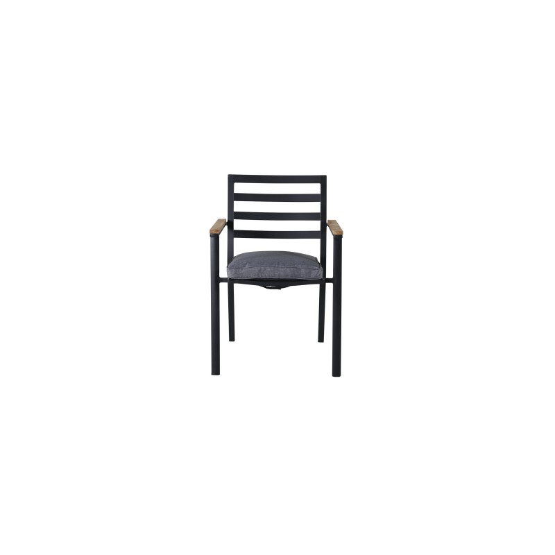 Brasilia Karmstol 2-pakk (stapelbar) - Svart Alu / Teak