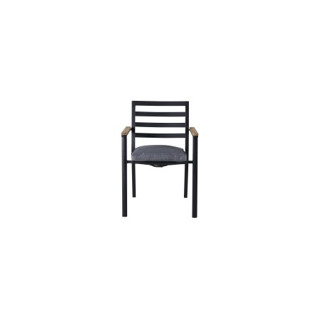 Brasilia Karmstol 2-pakk (stapelbar) - Svart Alu / Teak