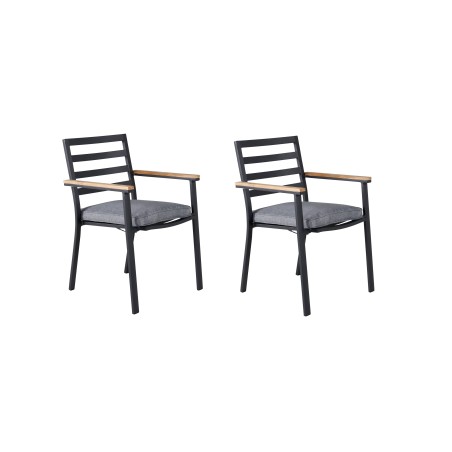 Brasilia Karmstol 2-pakk (stapelbar) - Svart Alu / Teak