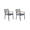 Brasilia Karmstol 2-pakk (stapelbar) - Svart Alu / Teak