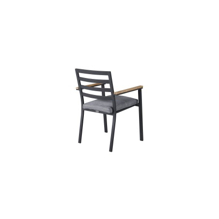 Brasilia Karmstol 2-pakk (stapelbar) - Svart Alu / Teak