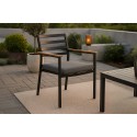 Brasilia Karmstol 2-pakk (stapelbar) - Svart Alu / Teak