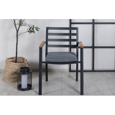 Brasilia Karmstol 2-pakk (stapelbar) - Svart Alu / Teak