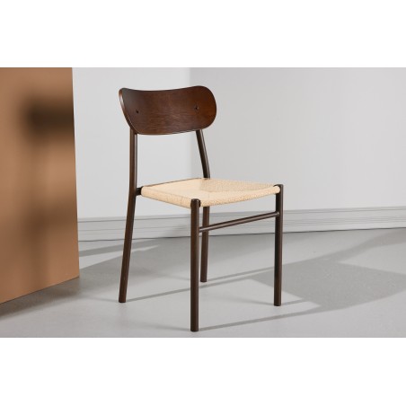 Polly söögitool 88x42x55 cm - Metall+vineer Mocca maal / beež köis