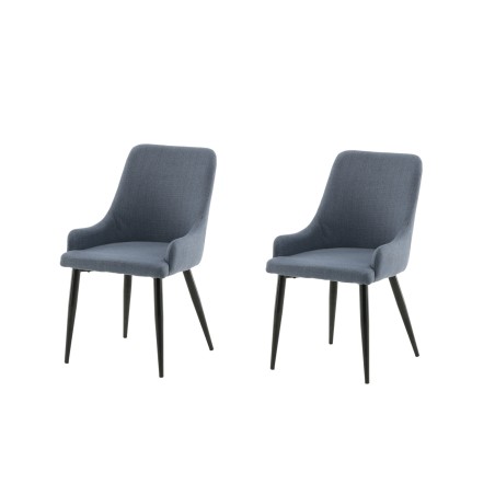 Plaza söögitool 2-pakk - mustad jalad - sinine kangas
