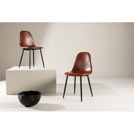 Polar Matstol 2-pakk - Svart / Brun PU