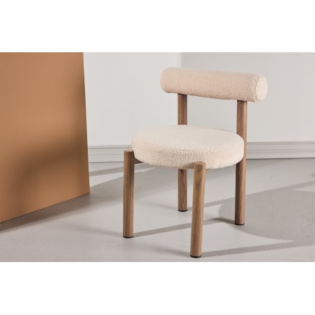 Tillo söögitool 2-pakk - terasest Woodlooki 3D-paberiga / valge boucle