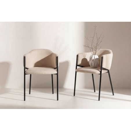 Evelina söögitool 2-pakk - Must / Beež Velvet