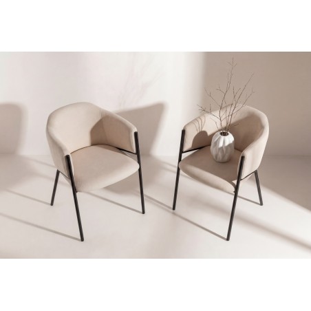 Evelina söögitool 2-pakk - Must / Beež Velvet