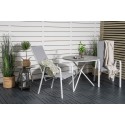 Parma kohvikulaud ø90 - valge alumiinium / hall Aintwood+Copacabana tool (virnastatav) - valge alumiinium / hall 