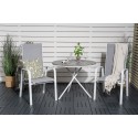 Parma kohvikulaud ø90 - valge alumiinium / hall Aintwood+Copacabana tool (virnastatav) - valge alumiinium / hall 