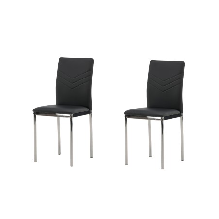 Lily söögitool 2-pakk - kroomitud jalg / must PU