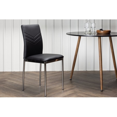 Lily söögitool 2-pakk - kroomitud jalg / must PU