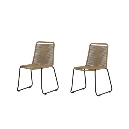 Lindos Stacking Chair 2-pakk - Black Alu / Latte Rope