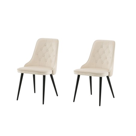 Söögitool Velvet Deluxe 2-pakk - Black Legs / Beige Velvet