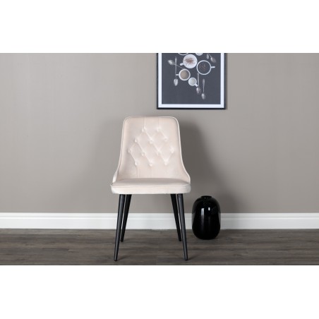 Söögitool Velvet Deluxe 2-pakk - Black Legs / Beige Velvet