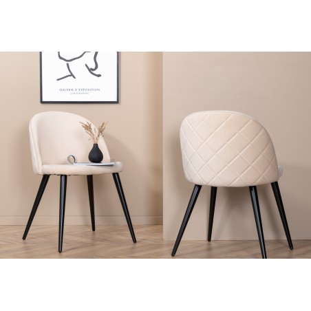 Velvet Stitches Chair 2-pakk - Must / Beež Velvet