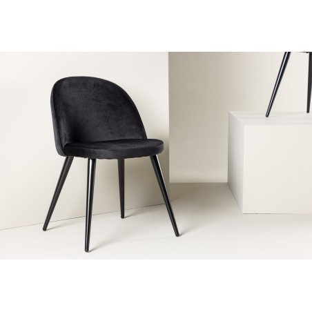 Velvet Matstol 2-pakk - Svart / Svart Sammet