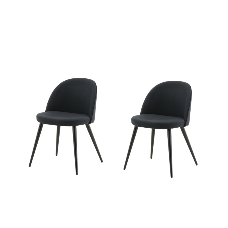 Velvet Dining Chiar 2-pakk - Mustad jalad - Must kangas