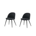 Velvet Dining Chiar 2-pakk - Mustad jalad - Must kangas