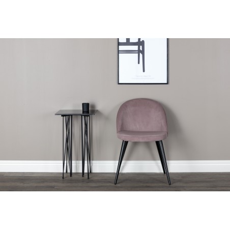 Velvet Matstol 2-pakk - Manchester - Svart / Gammelrosa