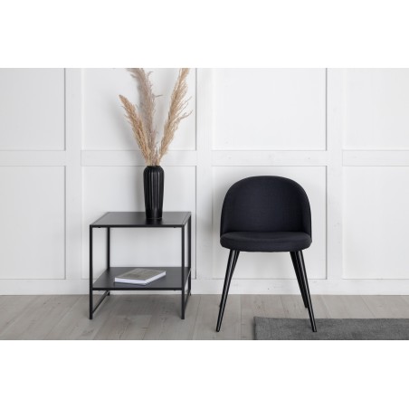 Velvet Dining Chiar 2-pakk - Mustad jalad - Must kangas