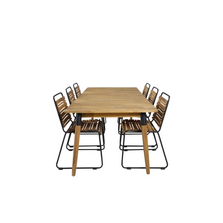 Julian söögilaud – Acacia – 210*100cm+Söögitoolid Bois – Must Alu / Acacia_6