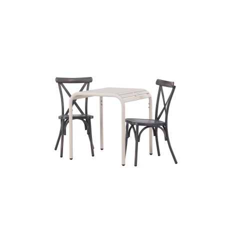 Borneo kohviku laud alumiinium- beež / Kvadrat 70*70* +Alumiinium söögitool Tablas - must / _2tk