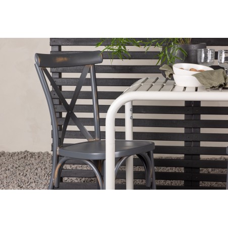Borneo kohviku laud alumiinium- beež / Kvadrat 70*70* +Alumiinium söögitool Tablas - must / _2tk