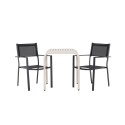Borneo kohviku laud alumiinium - beež / Kvadrat 70*70* + Copacabana virnastatav tool - must/must -  2tk