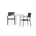 Borneo kohviku laud alumiinium - beež / Kvadrat 70*70* + Copacabana virnastatav tool - must/must -  2tk