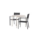 Borneo kohviku laud alumiinium - beež / Kvadrat 70*70* + Copacabana virnastatav tool - must/must -  2tk