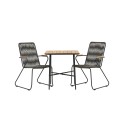 Holmbecki kohviku teras laud– must / ristkülikukujuline 55*70*74 + Bois söögitoolid teras – must / tumehall köis _2